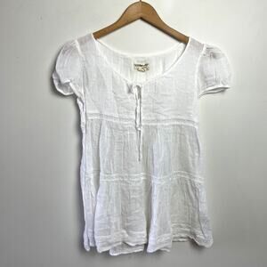 Ralph Lauren Denim & Supply White Cotton Top Medium Boho Cottage Light Flowy